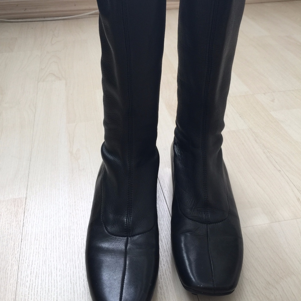 PRADA Womens Black Leather Ankle Boots EU 38.5